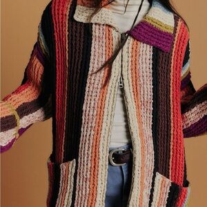 Free People Colorful Striped Cardigan everything cardi XS